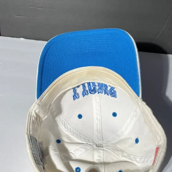 vtg SPORTS SPECIALTIES Detroit Lions NFL Spellout Logo Hat Snapback Cap White